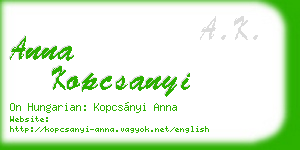 anna kopcsanyi business card